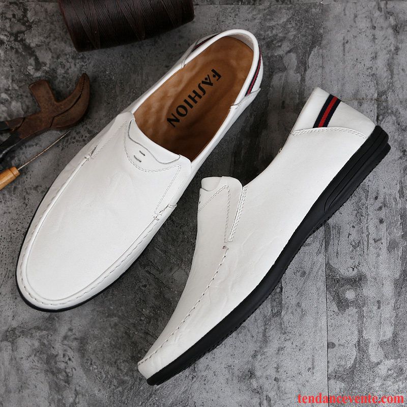 Mocassins Homme Cuir Véritable Tendance Paresseux Décontractée En Cuir Printemps Marron