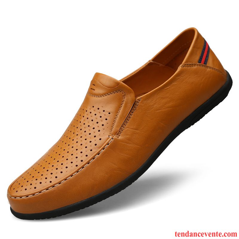 Mocassins Homme Cuir Véritable Tendance Paresseux Décontractée En Cuir Printemps Marron