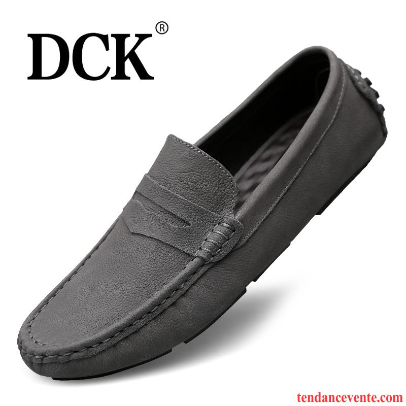 Mocassins Homme Derbies Cuir Véritable Printemps Décontractée Délavé En Daim Semelle Doux Noir