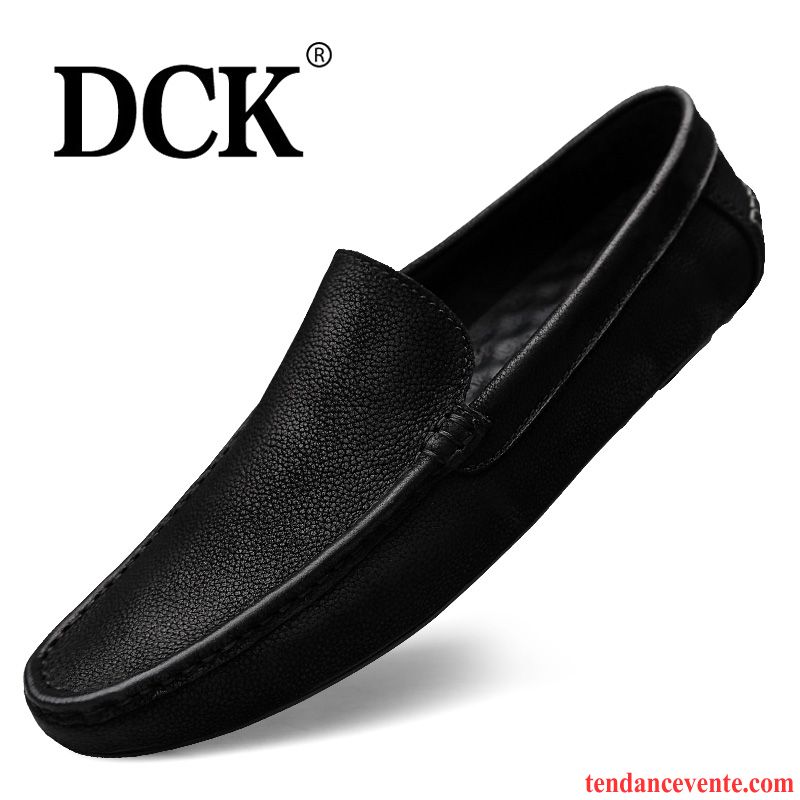 Mocassins Homme Derbies Cuir Véritable Printemps Décontractée Délavé En Daim Semelle Doux Noir