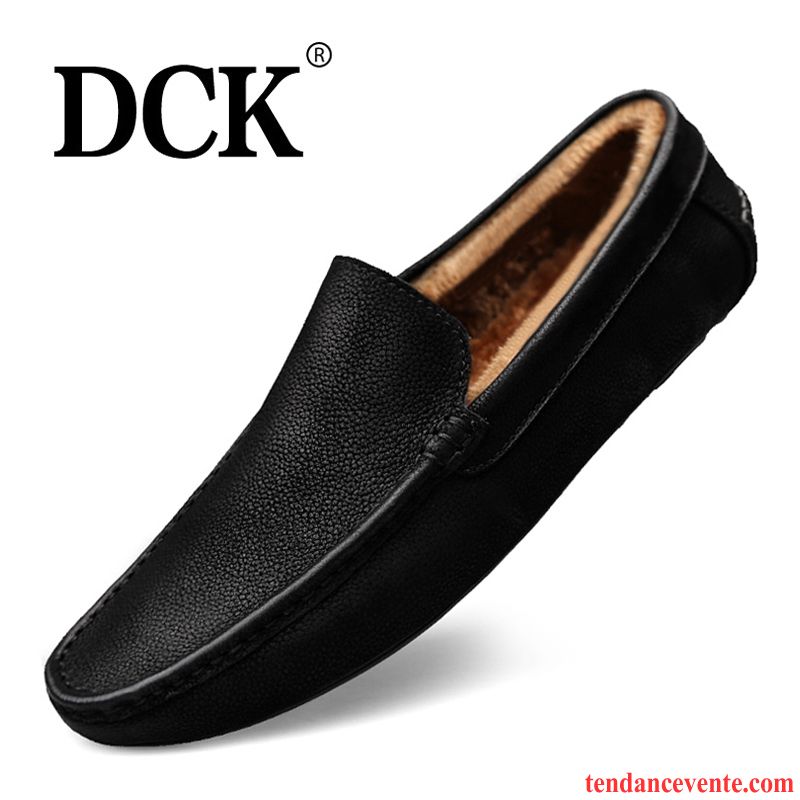 Mocassins Homme Derbies Cuir Véritable Printemps Décontractée Délavé En Daim Semelle Doux Noir