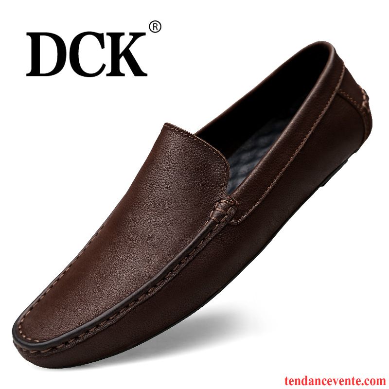 Mocassins Homme Derbies Cuir Véritable Printemps Décontractée Délavé En Daim Semelle Doux Noir