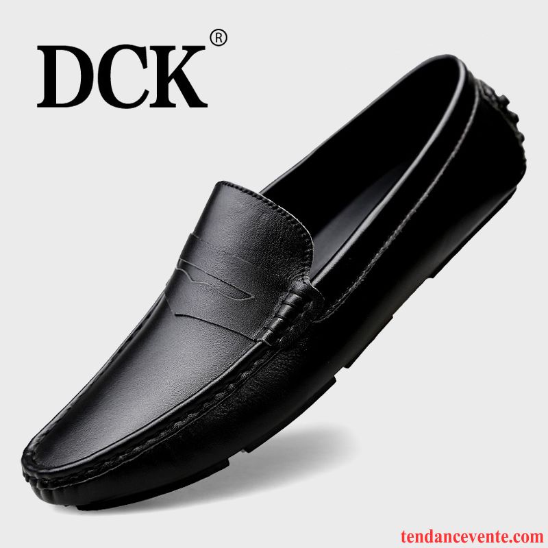 Mocassins Homme Derbies Cuir Véritable Printemps Décontractée Délavé En Daim Semelle Doux Noir