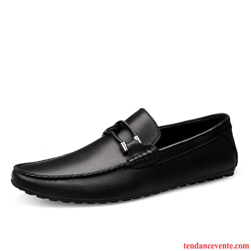 Mocassins Homme Derbies Décontractée Cuir Véritable Semelle Doux L'automne Angleterre Noir