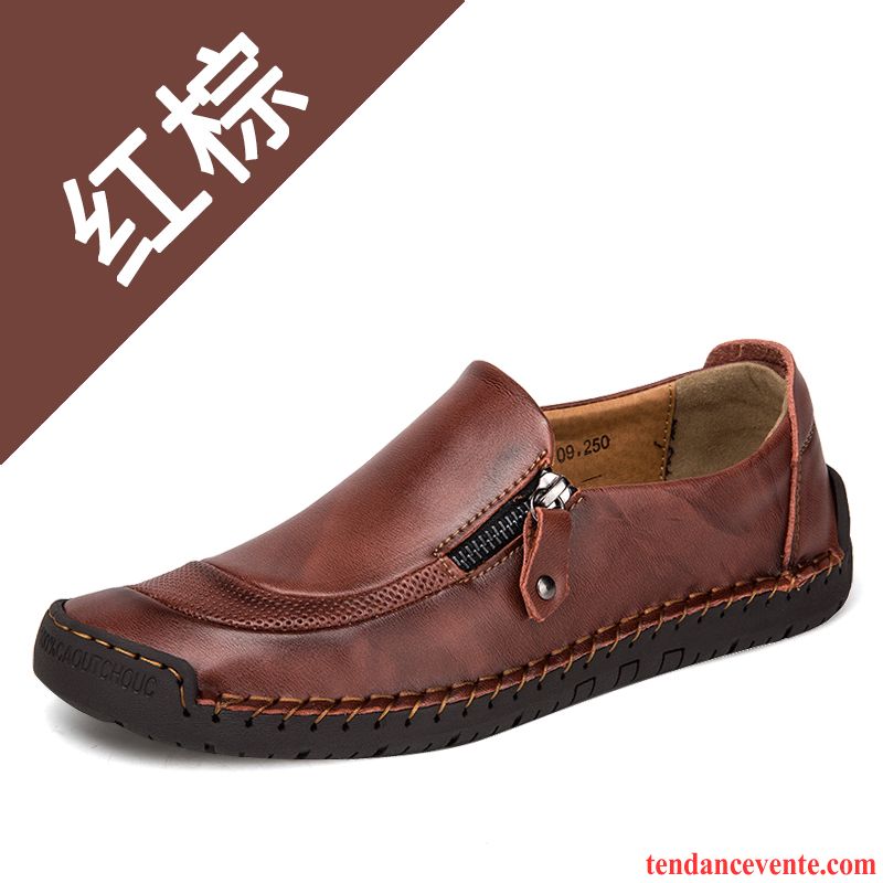 Mocassins Homme Derbies Jeunesse Hiver L'automne Slip-on Décontractée Marron