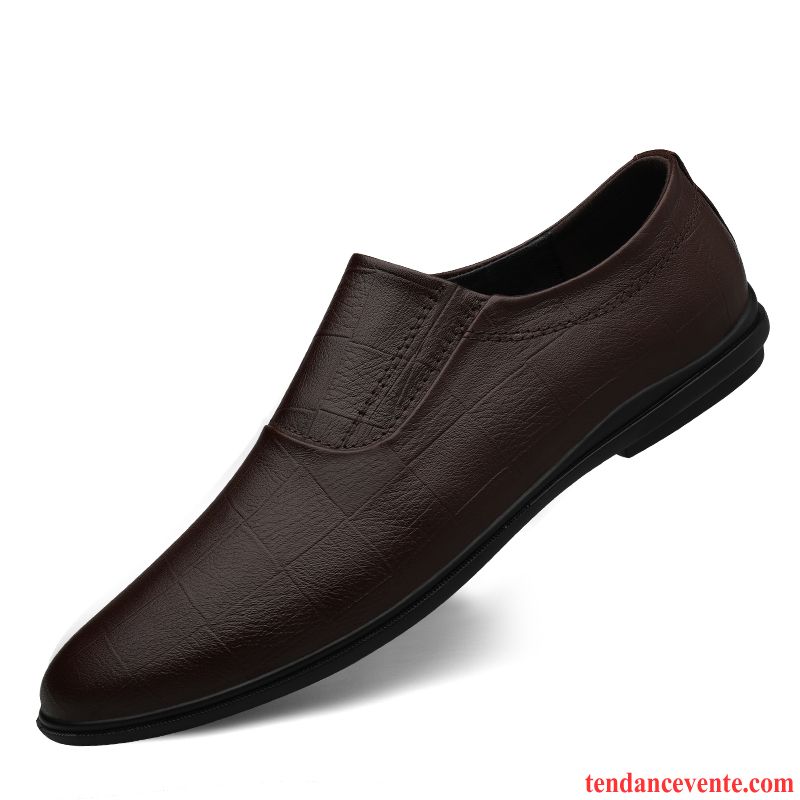 Mocassins Homme Derbies Printemps Dessus Cuir Entreprise Cuir Véritable Paresseux Noir