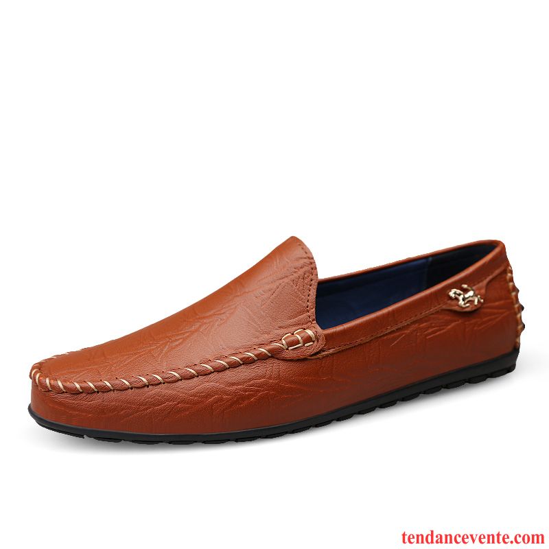 Mocassins Homme Derbies Semelle Doux Fleur Paresseux Décontractée Chaussures De Conduite Marron