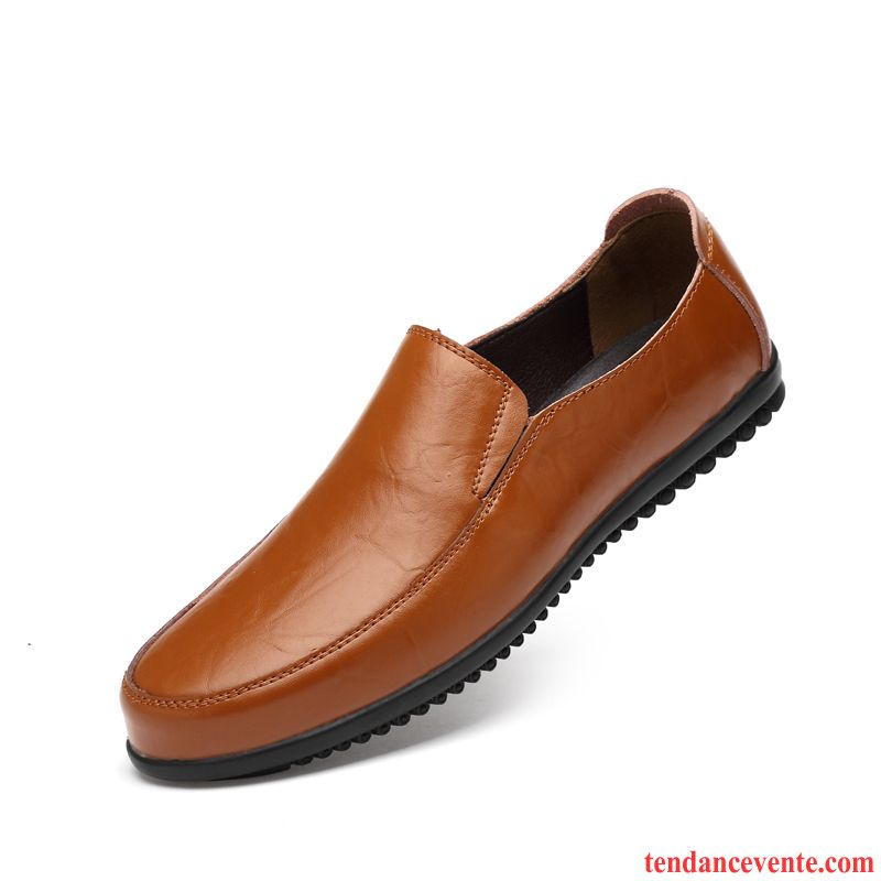 Mocassins Homme En Cuir Creux Guipure Sandales Respirant Cuir Véritable Derbies Brun