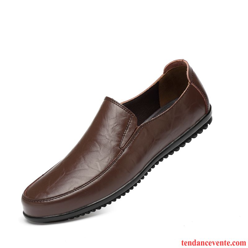 Mocassins Homme En Cuir Creux Guipure Sandales Respirant Cuir Véritable Derbies Brun