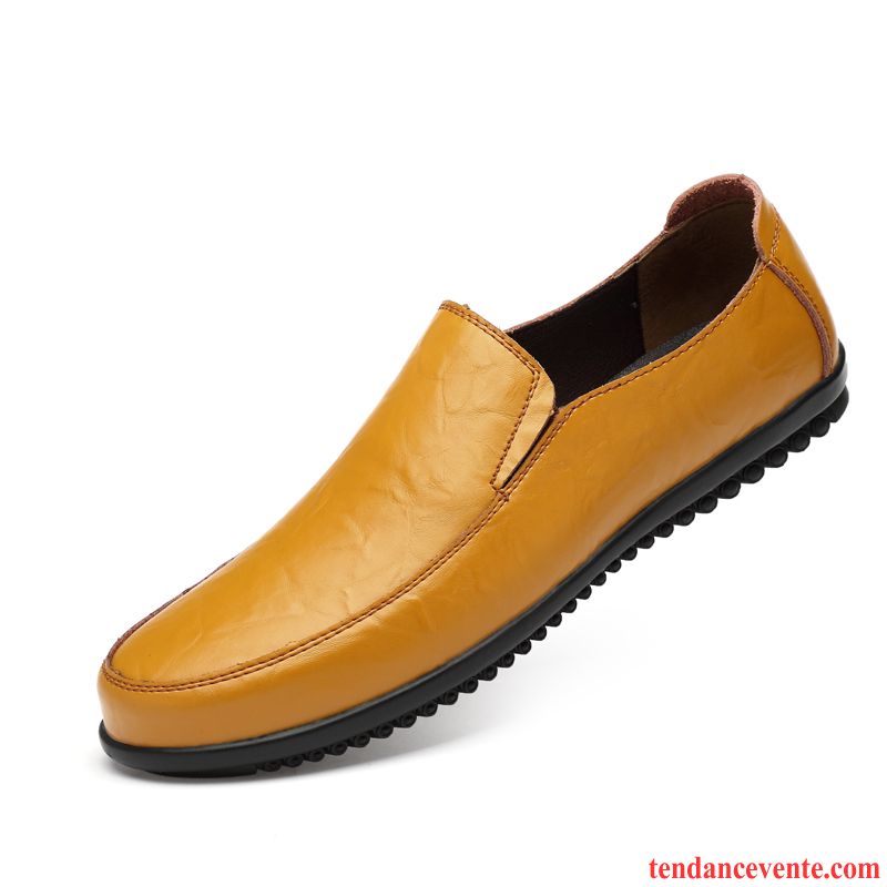 Mocassins Homme En Cuir Creux Guipure Sandales Respirant Cuir Véritable Derbies Brun