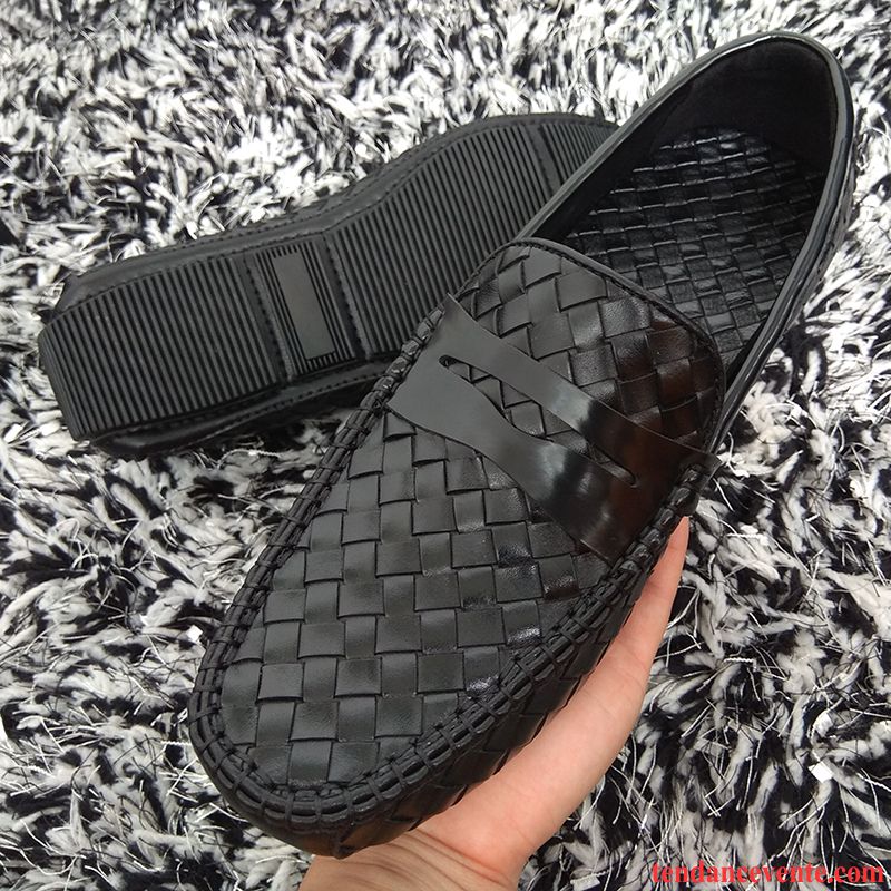 Mocassins Homme Europe Tendance Tous Les Assortis Angleterre Paresseux Été Noir