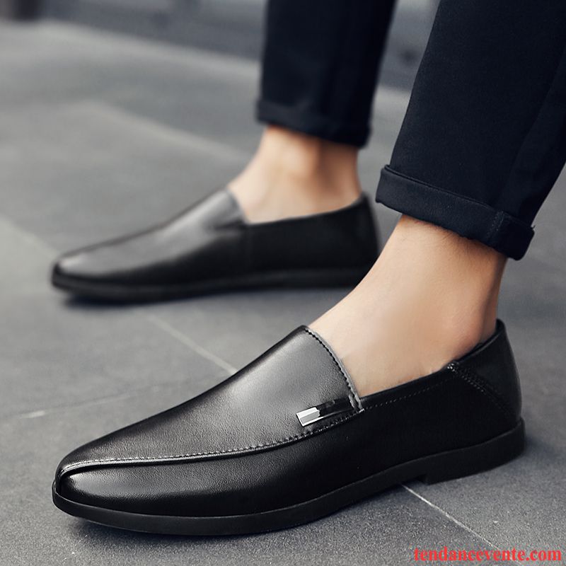 Mocassins Homme Jeunesse Tous Les Assortis Cuir Véritable Décontractée Angleterre Tendance Brun