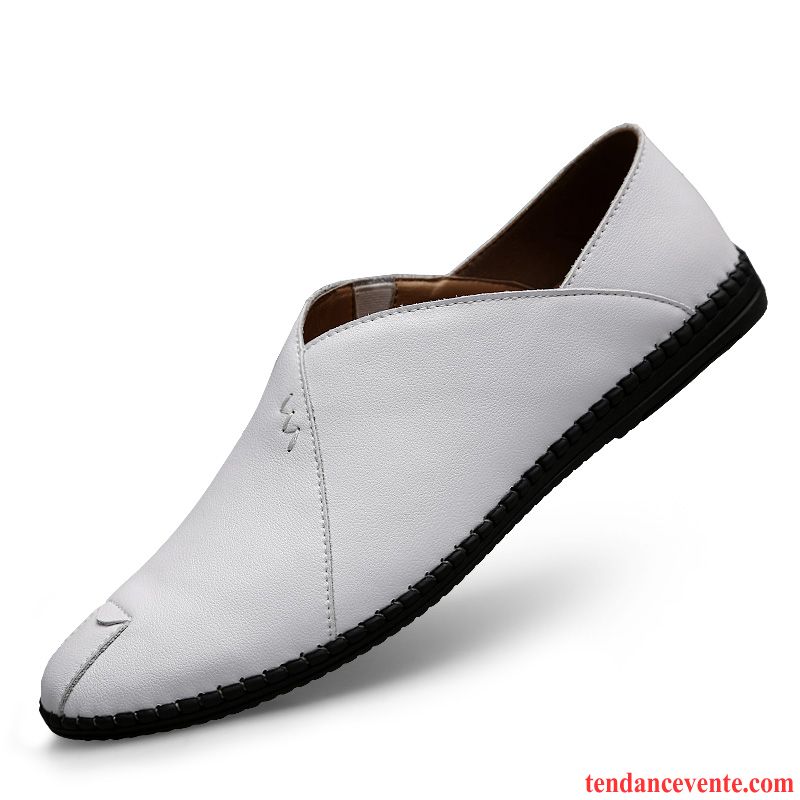 Mocassins Homme L'automne Semelle Doux Tous Les Assortis Été Personnalité Paresseux Blanc Brun