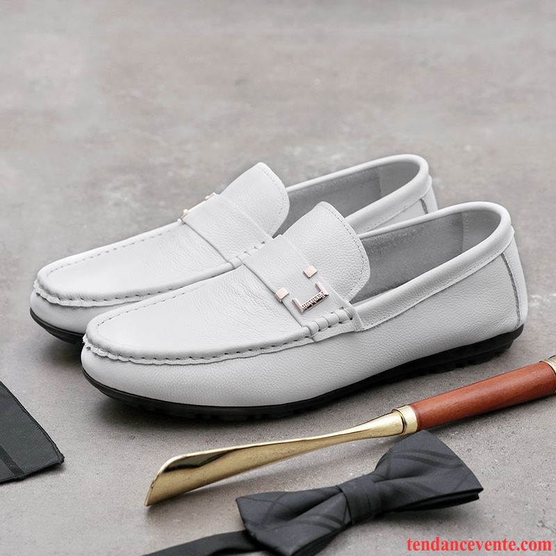 Mocassins Homme Paresseux Derbies Angleterre Printemps Décontractée Tendance Blanc