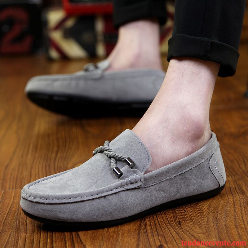 Mocassins Homme Paresseux Printemps Tendance Décontractée Slip-on Tous Les Assortis Gris