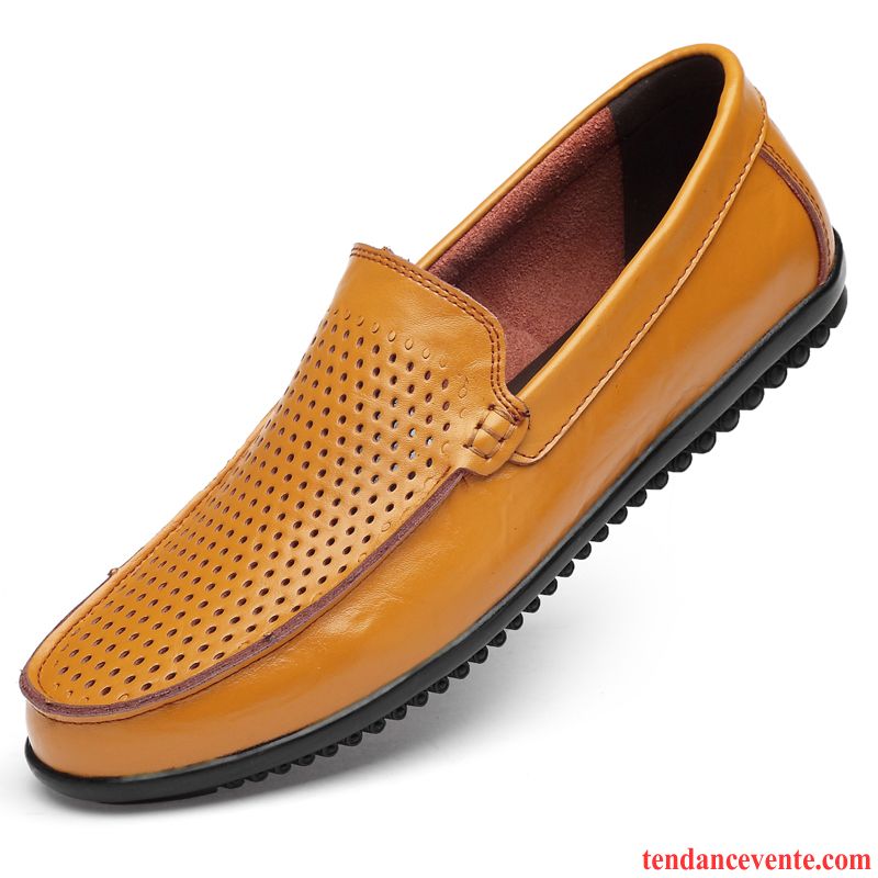 Mocassins Homme Personnalité Angleterre Creux Guipure Décontractée Paresseux Tendance Jaune