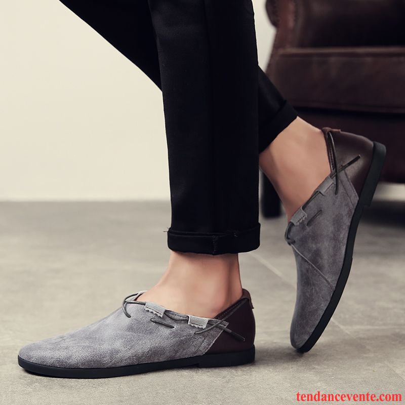 Mocassins Homme Printemps Slip-on Tous Les Assortis Tendance Paresseux Décontractée Brun