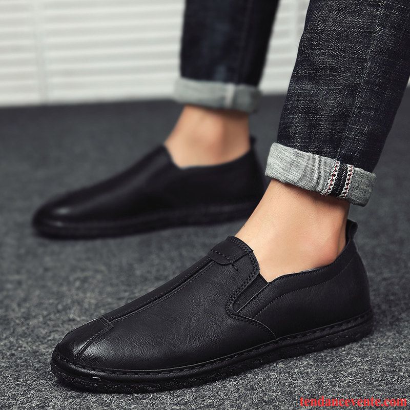 Mocassins Homme Printemps Tous Les Assortis Tendance Paresseux Slip-on Décontractée Noir