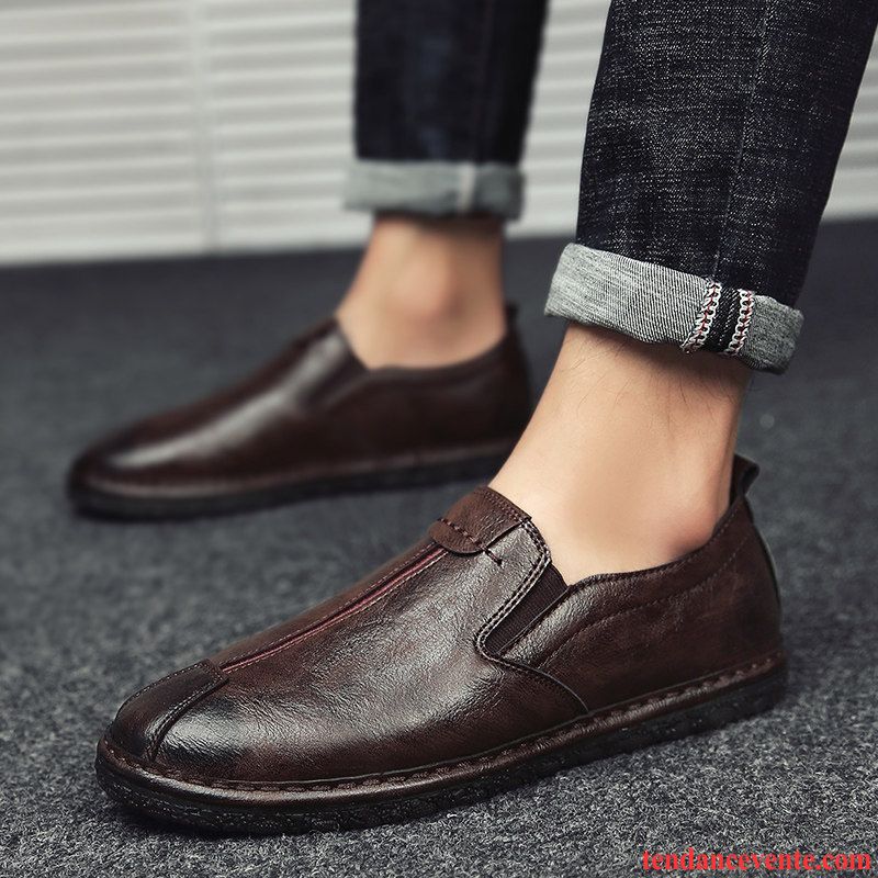 Mocassins Homme Printemps Tous Les Assortis Tendance Paresseux Slip-on Décontractée Noir