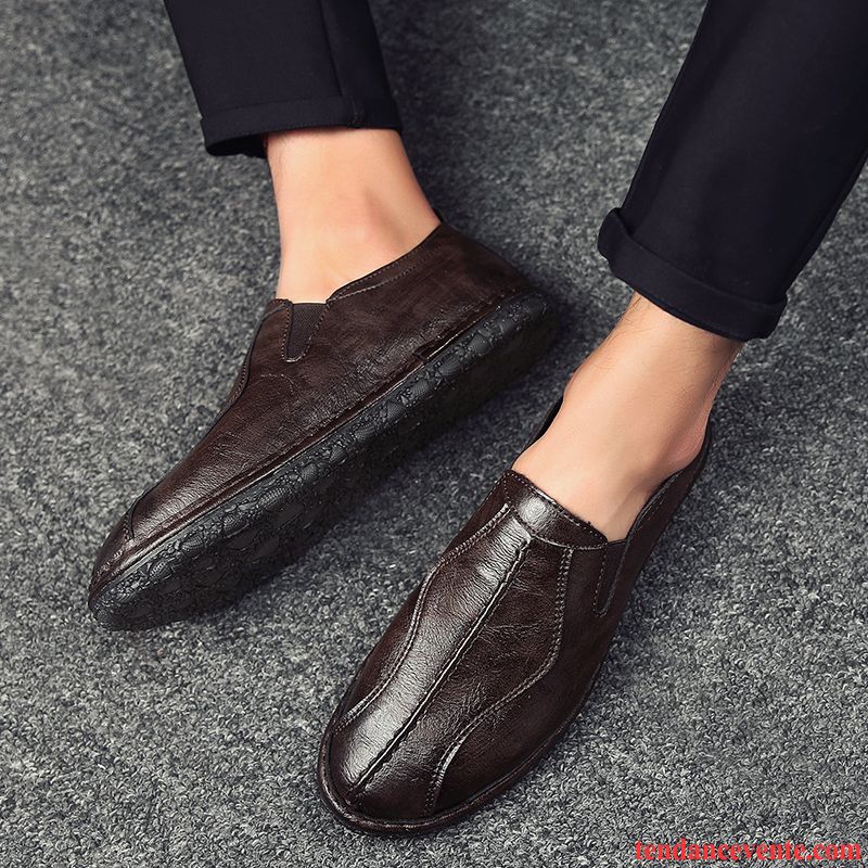 Mocassins Homme Printemps Tous Les Assortis Tendance Paresseux Slip-on Décontractée Noir