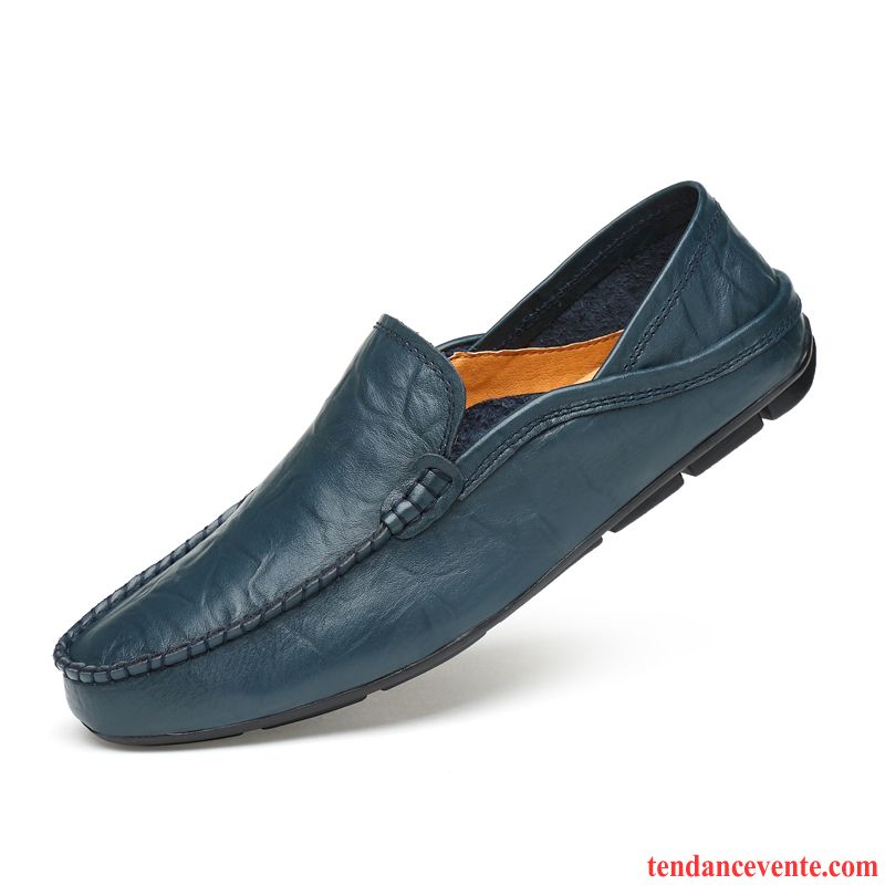 Mocassins Homme Respirant Décontractée Semelle Doux Slip-on Derbies Été Bleu