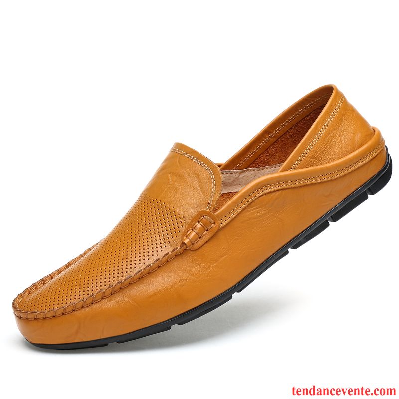 Mocassins Homme Respirant Décontractée Semelle Doux Slip-on Derbies Été Bleu