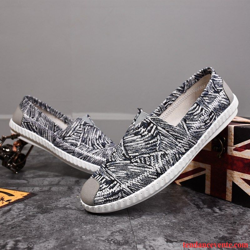Mocassins Homme Respirant Style Chinois Jeunesse Slip-on Décontractée Été Noir