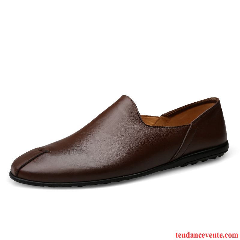 Mocassins Homme Semelle Doux Derbies Chaussures De Conduite Tendance Décontractée Rouge Marron