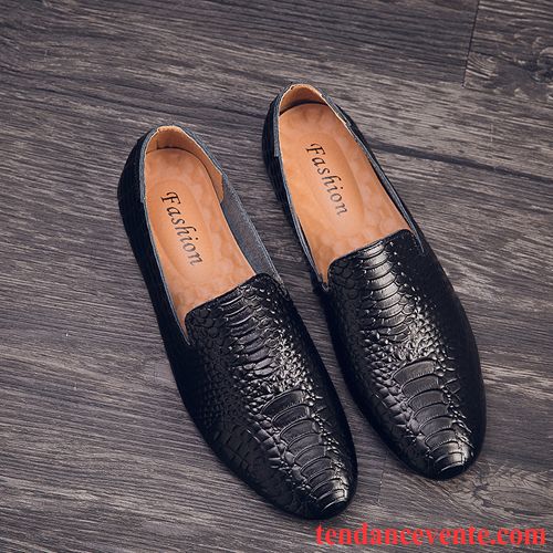 Mocassins Homme Semelle Doux Derbies Cuir Véritable Pur Tendance Printemps Noir