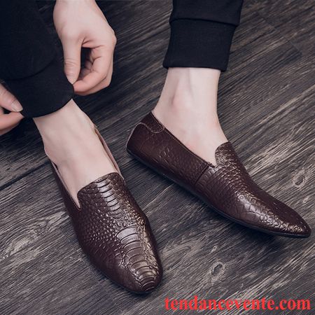 Mocassins Homme Semelle Doux Derbies Cuir Véritable Pur Tendance Printemps Noir