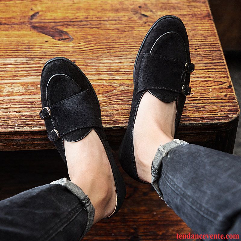 Mocassins Homme Slip-on L'automne Angleterre Derbies Décontractée Tendance Noir Or Clair