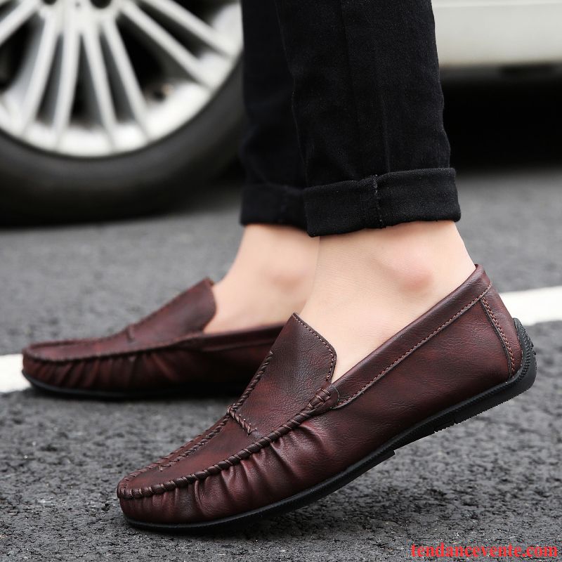 Mocassins Homme Tendance Paresseux Tous Les Assortis Slip-on Été Respirant Noir