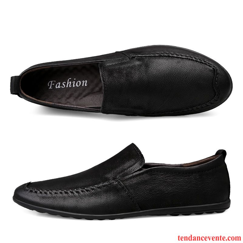 Mocassins Homme Tendance Tous Les Assortis Chaussures De Conduite Angleterre Travailler Printemps Noir