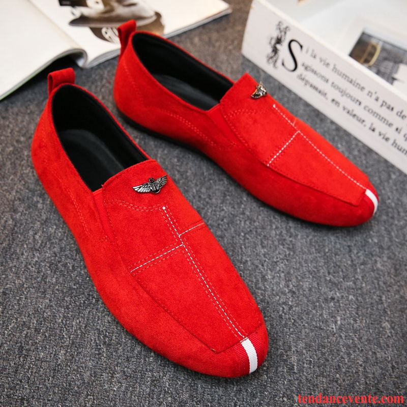 Mocassins Homme Tous Les Assortis Derbies Tendance Décontractée Personnalité Paresseux Noir Rouge