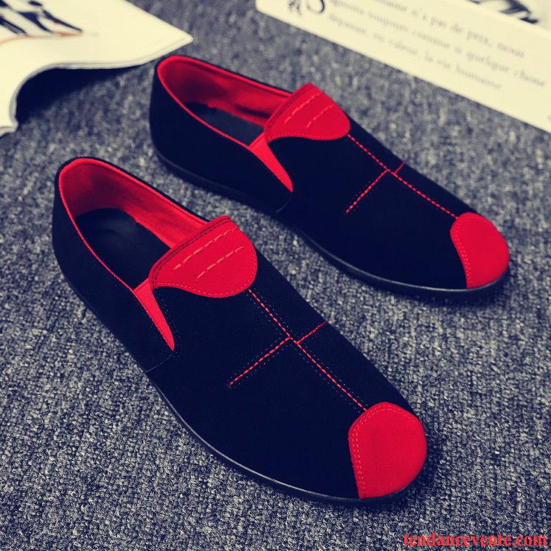 Mocassins Homme Tous Les Assortis Derbies Tendance Décontractée Personnalité Paresseux Noir Rouge