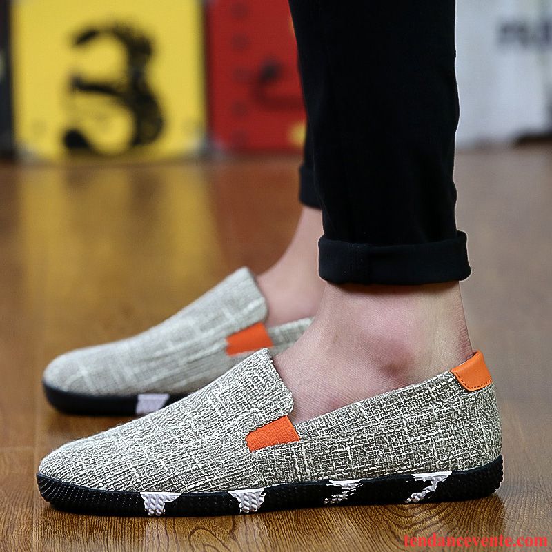 Mocassins Homme Étudiant Chaussures En Tissu Respirant Été Tendance Décontractée Bleu