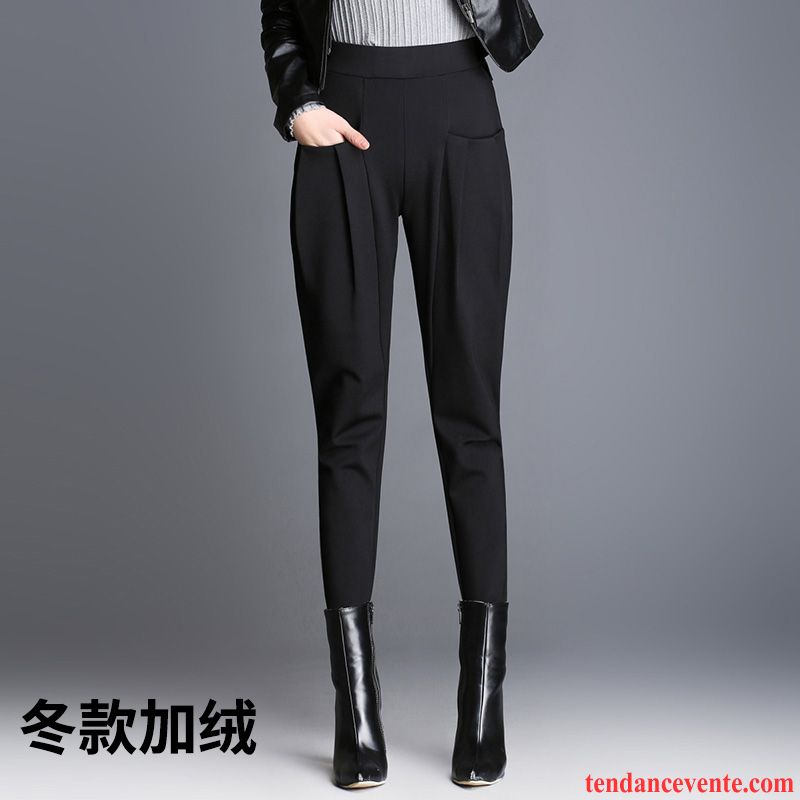 Mode Pantalon Femme Renforcé Hiver Taillissime Forme Haute Cintrée L'automne Baggy Maigre Pantalon Harlan Femme Noir Plus De Velours