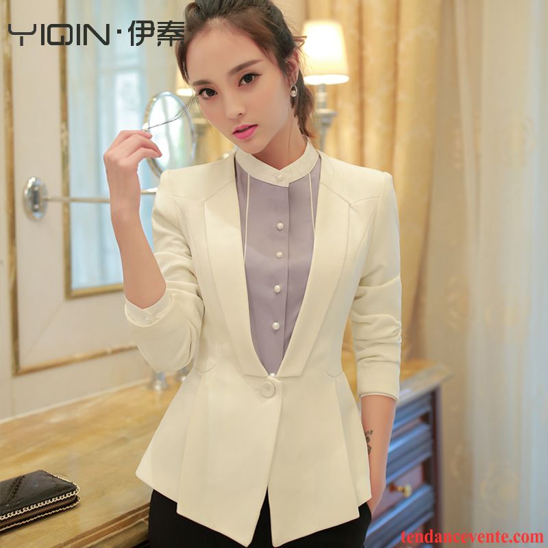 Model De Blazer Pour Femme Blazer Femme Décontractée Pardessus Longues Blanc Mince Professionnel Slim L'automne