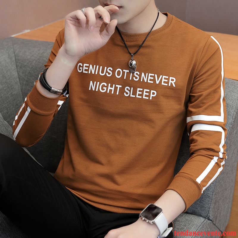 Model De Sweatshirts Pour Homme Chemise En Bas L'automne Blanc Longues Une Veste Hoodies Tendance Col Rond Homme Beau Bordeaux