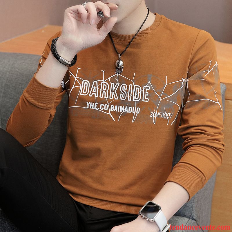 Model De Sweatshirts Pour Homme Chemise En Bas L'automne Blanc Longues Une Veste Hoodies Tendance Col Rond Homme Beau Bordeaux