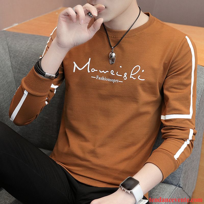 Model De Sweatshirts Pour Homme Chemise En Bas L'automne Blanc Longues Une Veste Hoodies Tendance Col Rond Homme Beau Bordeaux