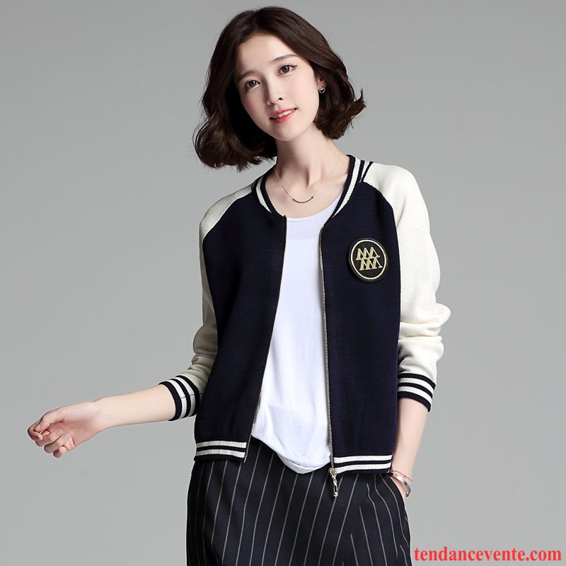 Modele De Veste Femme Longues L'automne Court Printemps Cardigan En Maille Pull Vêtements De Baseball Femme Pardessus Veste Azur