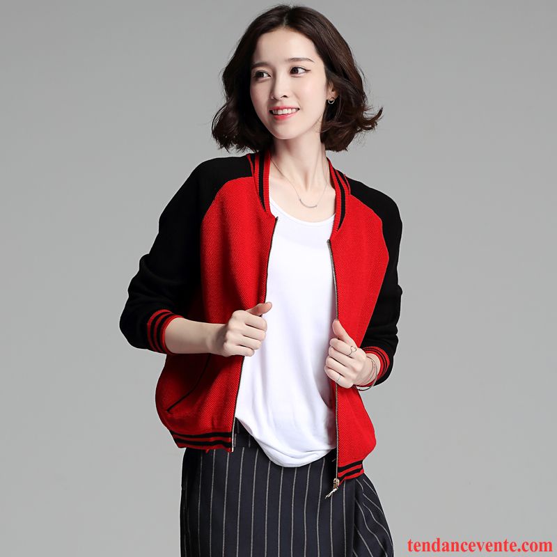 Modele De Veste Femme Longues L'automne Court Printemps Cardigan En Maille Pull Vêtements De Baseball Femme Pardessus Veste Azur