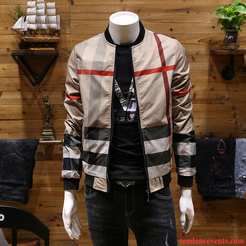 Nouvelle Collection Veste Homme Classique Slim Gris Beau Vêtements De Baseball Homme Carreaux Taillissime Rayé Veste Printemps Pardessus Tendance L'automne Chocolat