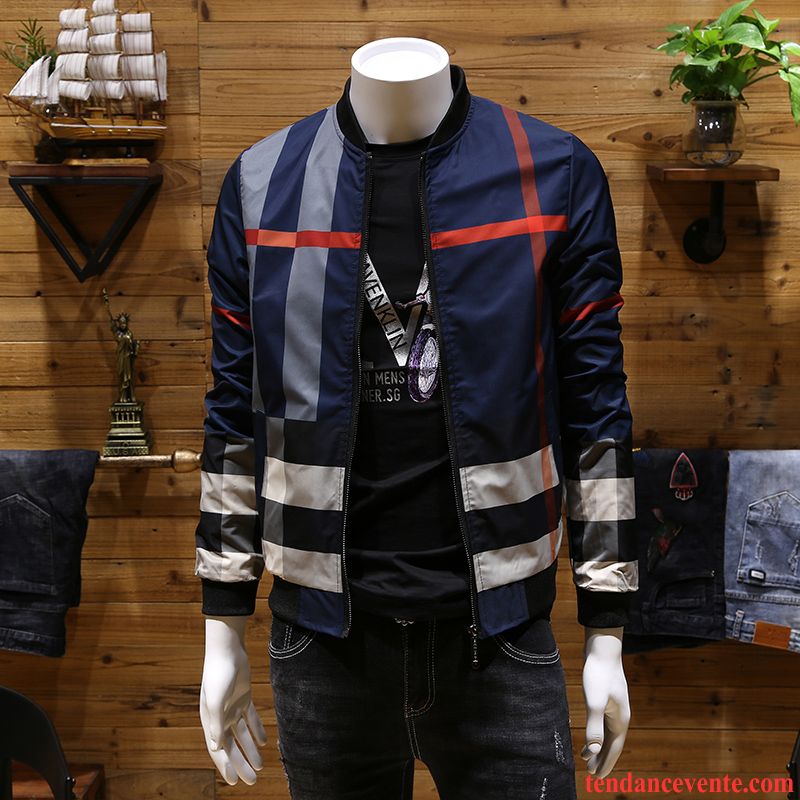 Nouvelle Collection Veste Homme Classique Slim Gris Beau Vêtements De Baseball Homme Carreaux Taillissime Rayé Veste Printemps Pardessus Tendance L'automne Chocolat