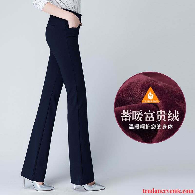 Pantalon A Poche Femme Femme Slim Forme Haute Cintrée Hiver Décontractée Taillissime Jambe Droite Jean Évasé L'automne Légèrement Renforcé Pantalon Extensible Pas Cher