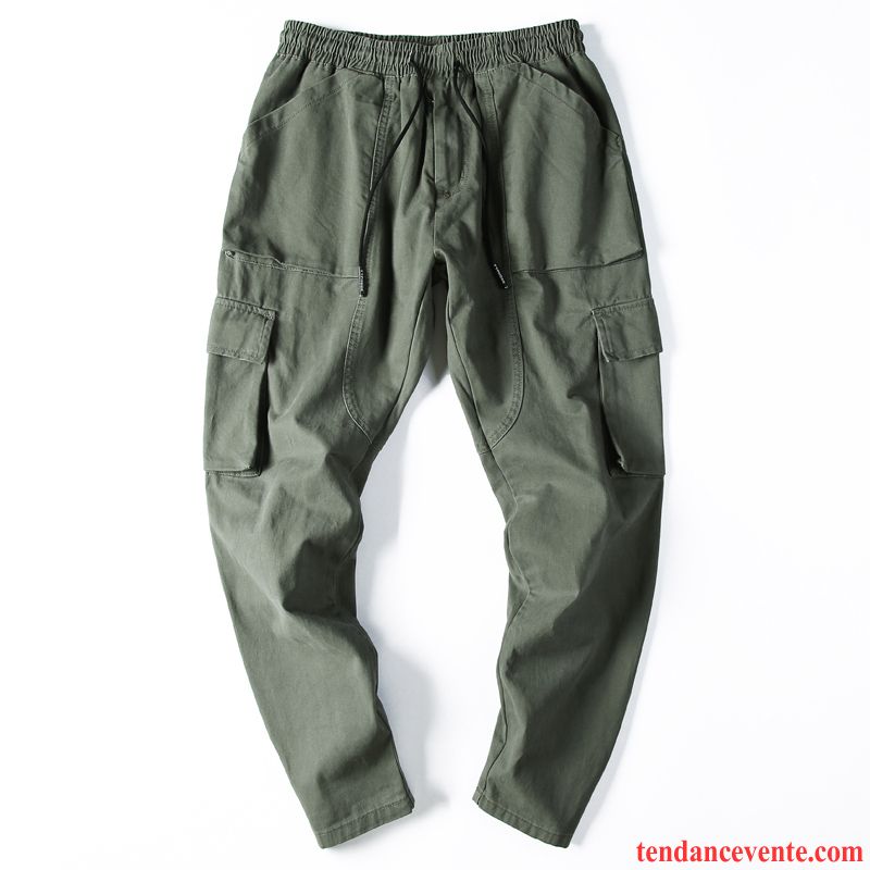 Pantalon Cargo Homme Baggy Hiver L'automne Tendance Plus De Velours Pantalons Vert