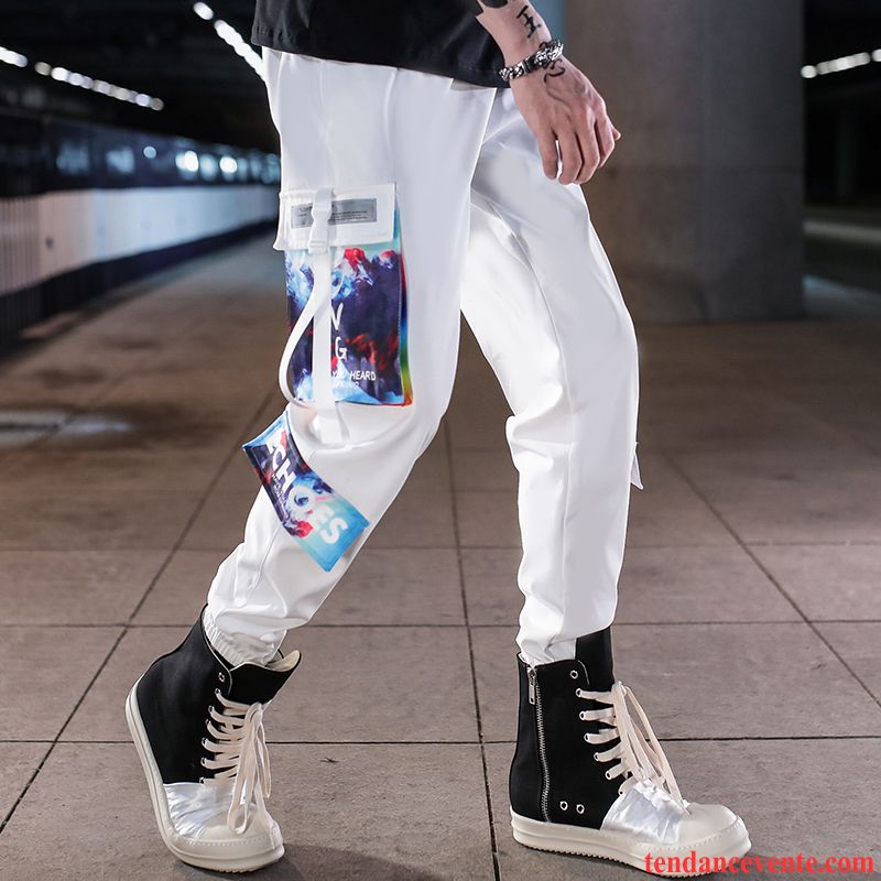 Pantalon Cargo Homme Baggy Sport Tous Les Assortis Tendance Bureau Décontractée Blanc