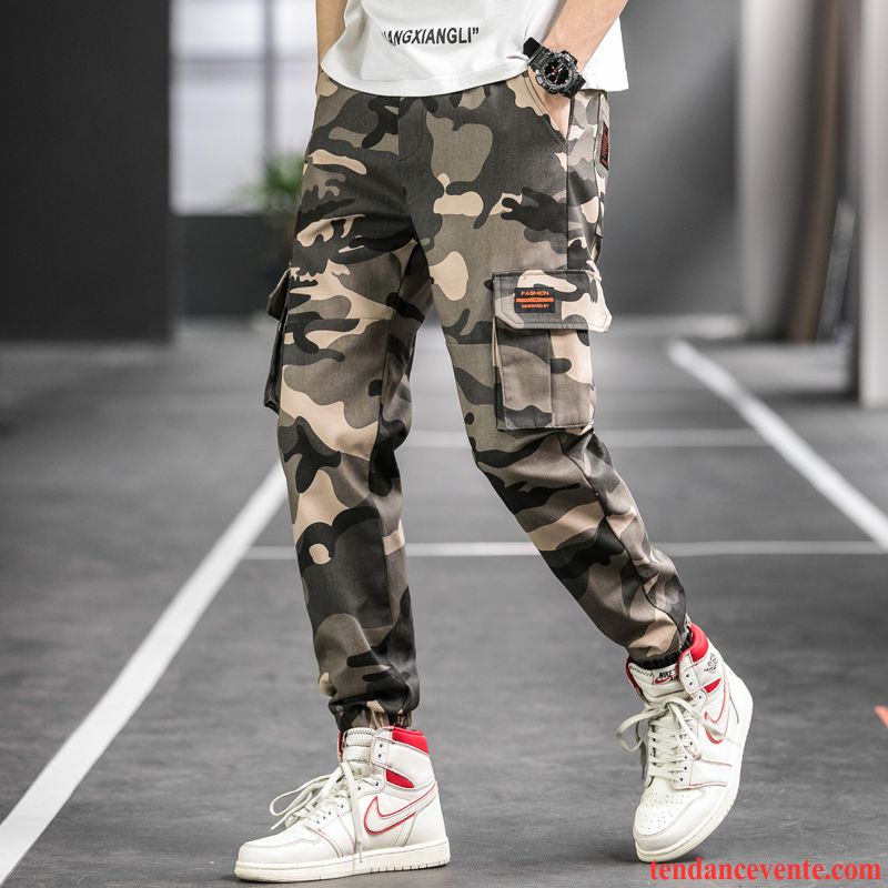 Pantalon Cargo Homme Camouflage Encre Tendance Maigre Neuvième Pantalon Bureau