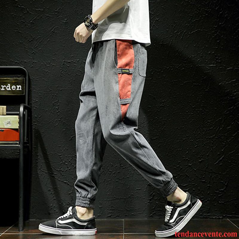Pantalon Cargo Homme Décontractée Tendance Bleu Harlan Maigre Baggy Couleur De Contraste Gris Foncé